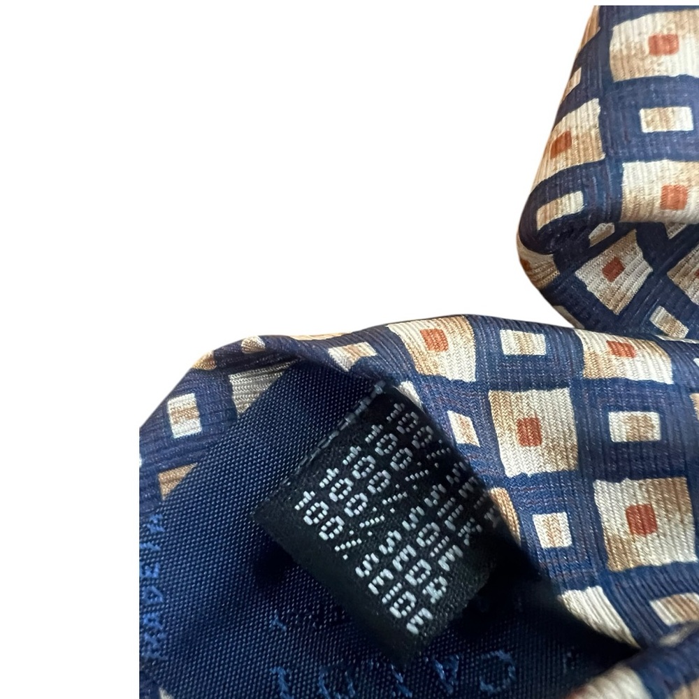 MARIO CALDI 7 Folds Blue Geometric Luxury Silk Tie Made In Italy W: 3.5" EX COND - Picture 5 of 5